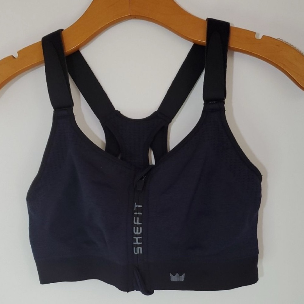 SHEFIT Low Impact Blue Black Sports Bra Size Luxe Large